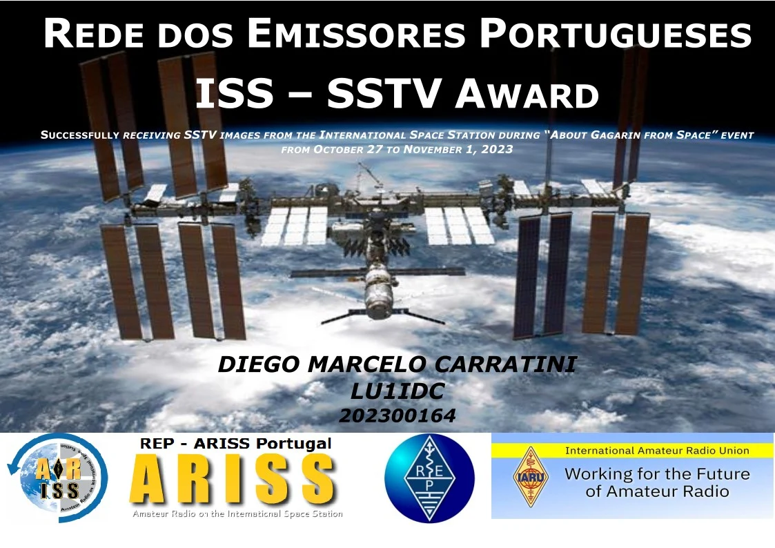 Rede Dos Emissores Portugueses -ISS SSTV Award About Gagarin from Space experiment